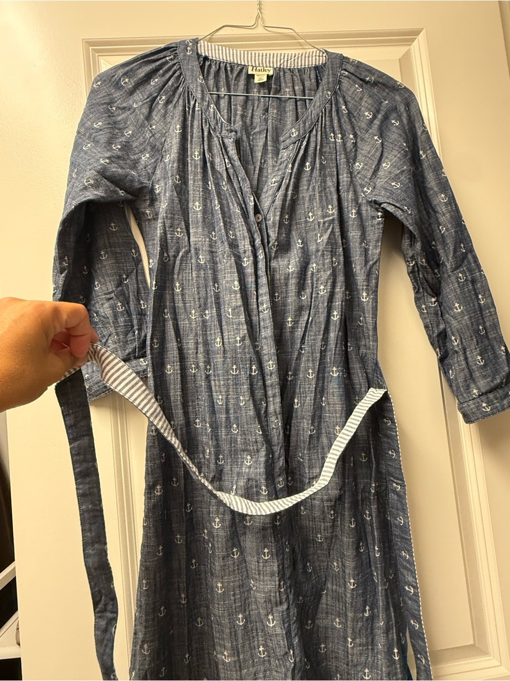 Hatley Navy and White Anchor-Print Long Sleeve Girls Dress
